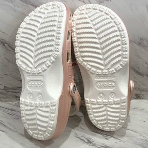 metallic rose gold crocs